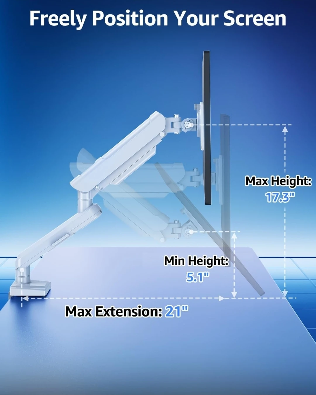 MOUNTUP Single Monitor Mount for 22-32 inch Screens - White - photo 4