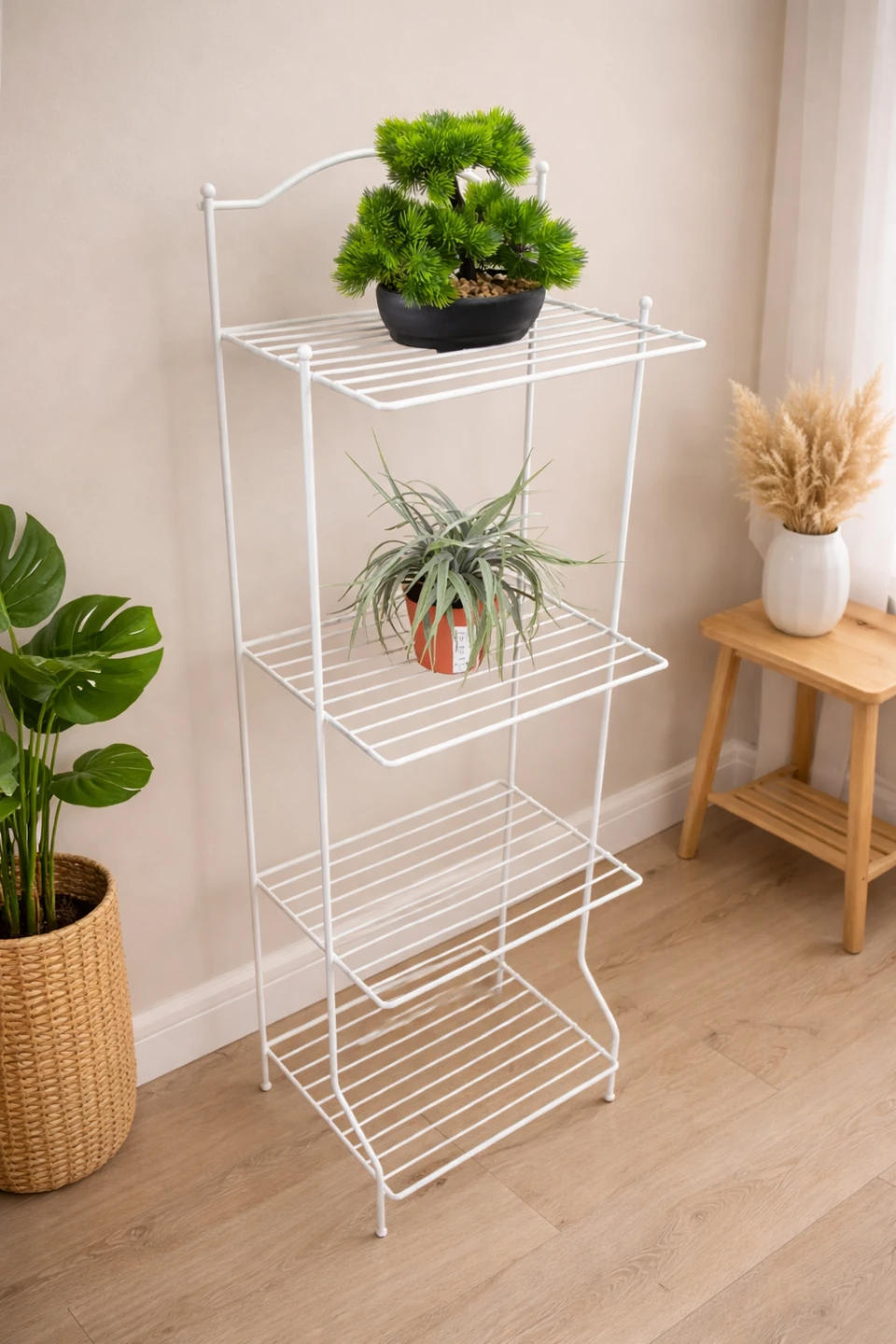 White 4-Tier Wire Shelf Rack