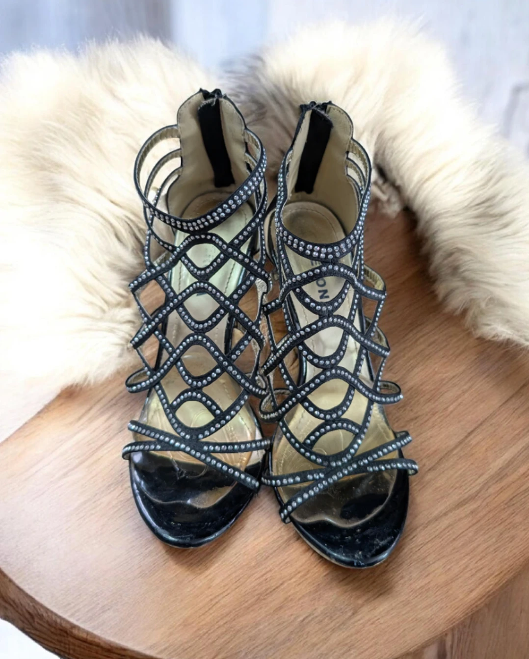 Black jewelled strappy heels - photo 2