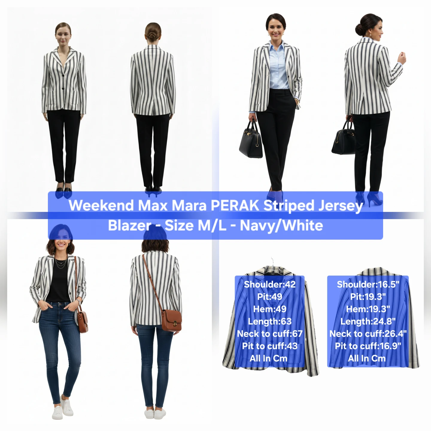 Weekend Max Mara PERAK Striped Jersey Blazer  Size M/L