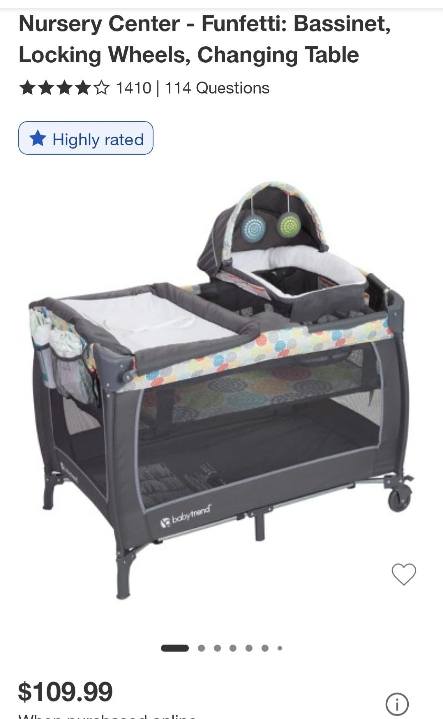Baby Trend Nursery Center - Funfetti Bassinet, Changing Table