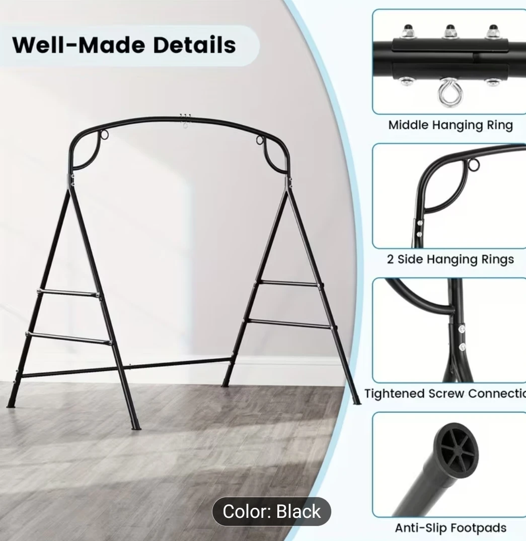 Black Hanging Swing Stand - 600 lbs Max Load