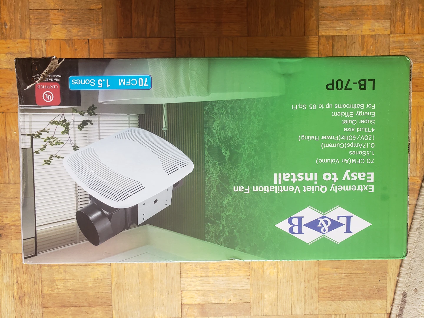L&B LB-70P Ventilation Fan - 70 CFM, 1.5 Sones