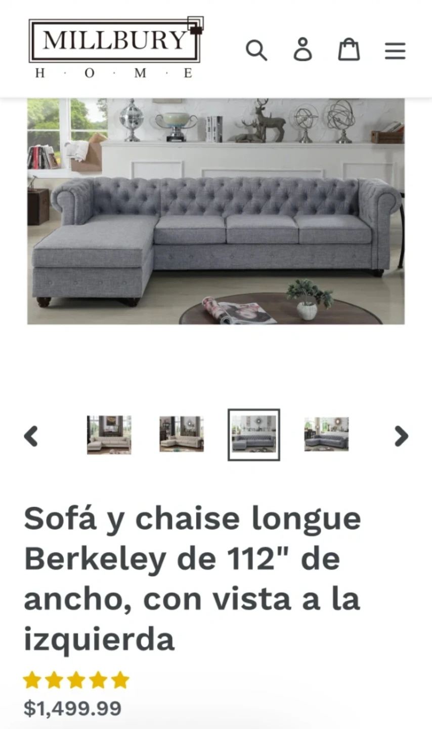 Millbury Home Berkeley Sectional Sofa - Grey - photo 3