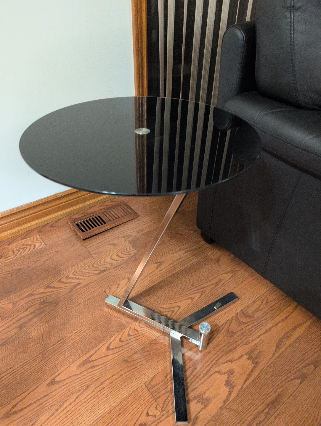 Black Glass Top Accent Table with Chrome Base