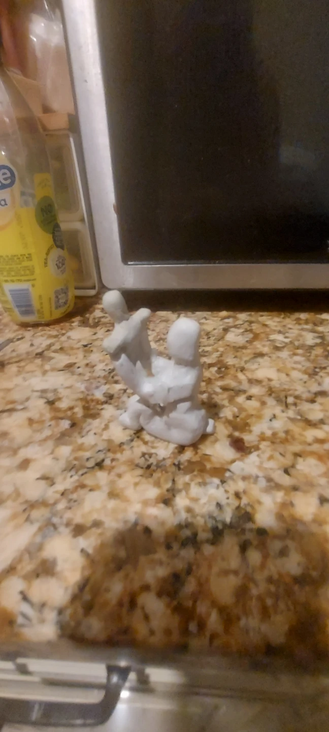 Bronze and White Figurines - Mother and Child Sculpture