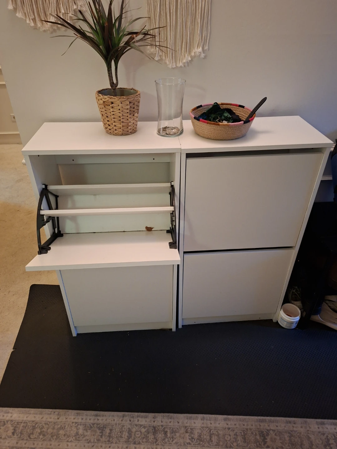 White Shoe Cabinet with 4 Drawers