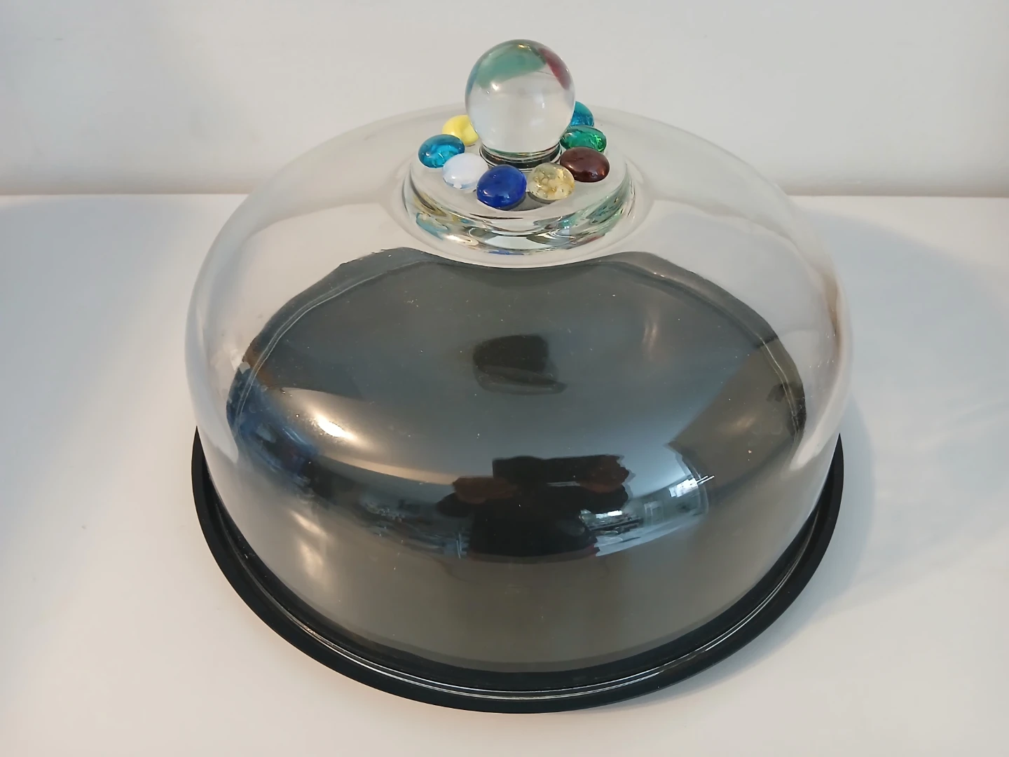 Glass Cake Dome Cover with Decorative Knob 12"