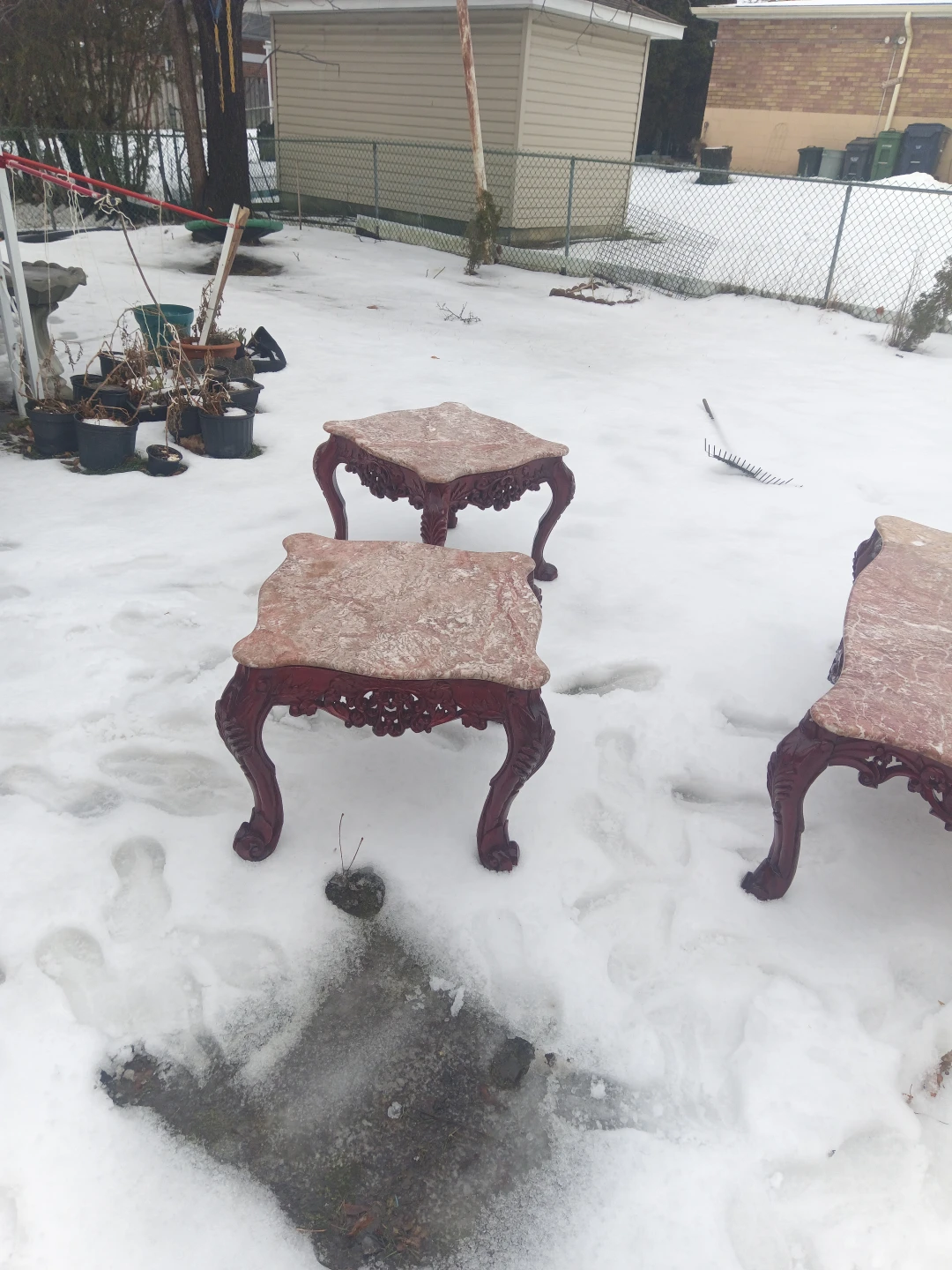 Ornate Marble Top Side Tables (Set of 2) - photo 4
