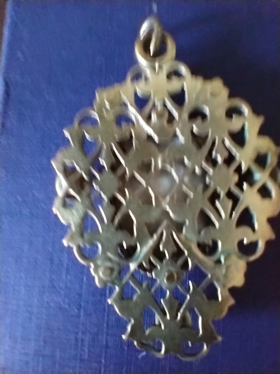 Vintage  Ornate Pendant with Blue Gems - photo 4