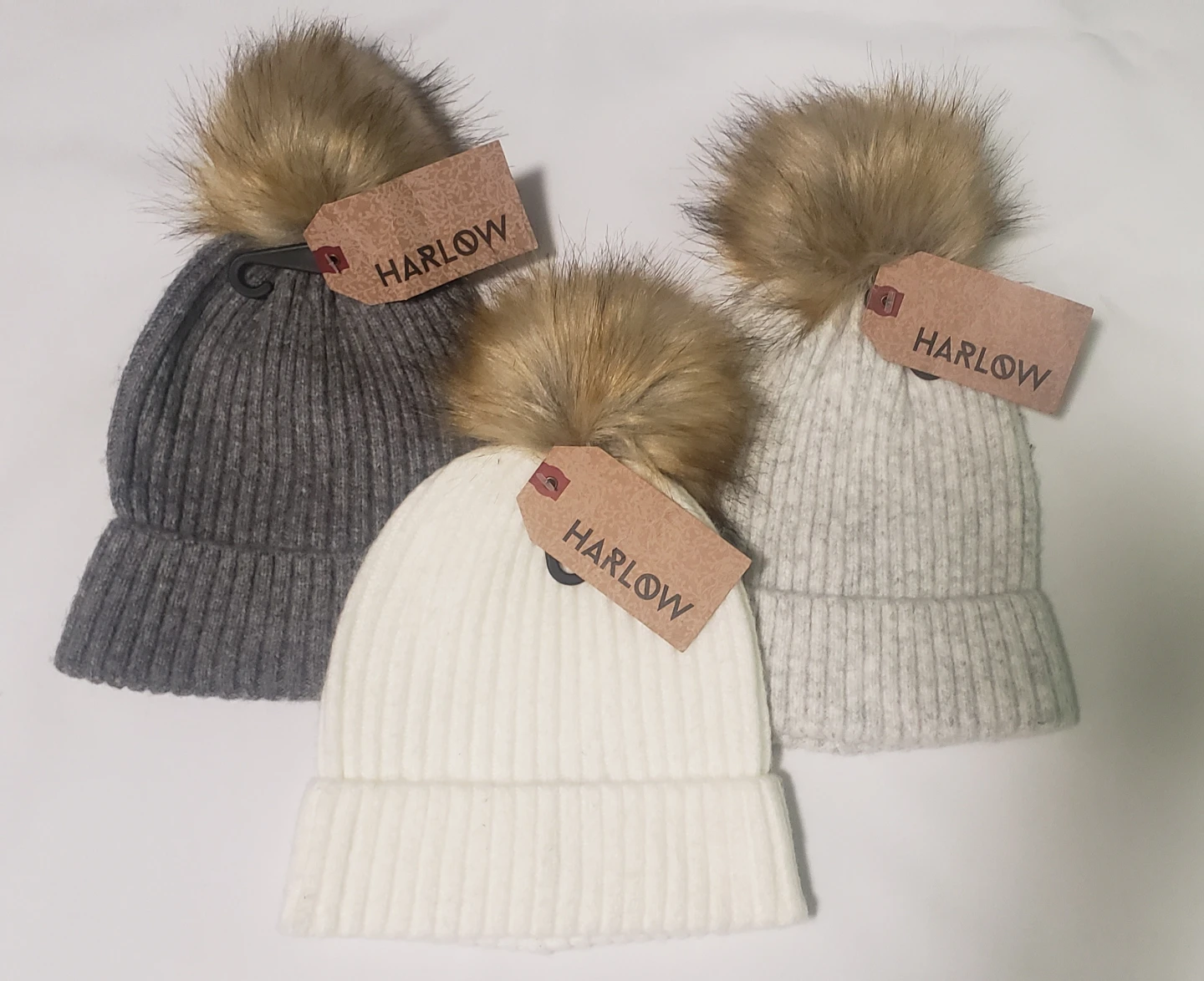 Brand new Harlow Ribbed Faux Fur Pom Pom