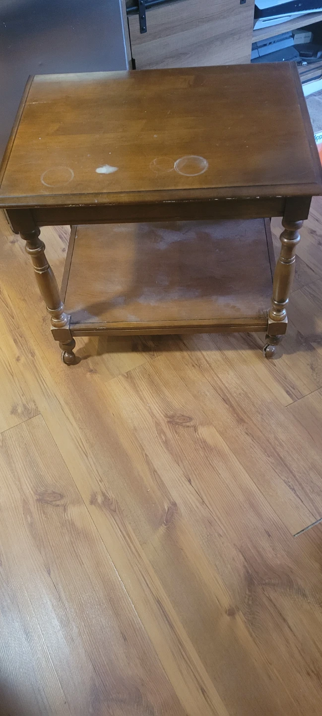 Vintage Wooden Side Table with Shelf