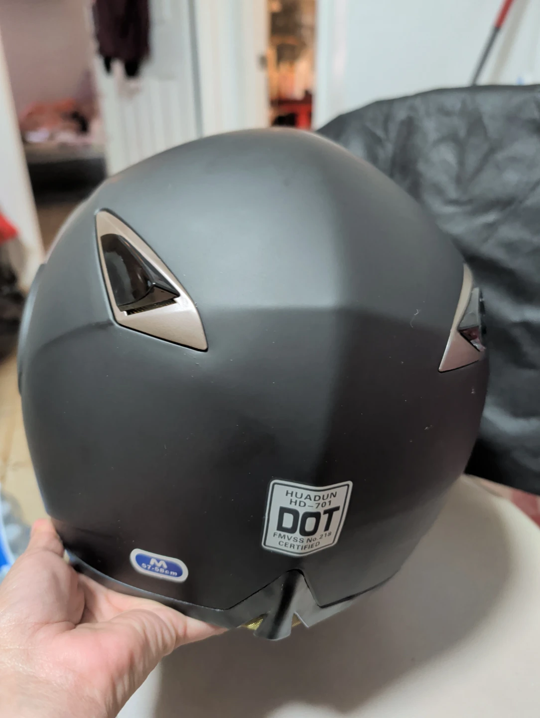 Matte Black Full Face Motorcycle Helmet - Size M - photo 4