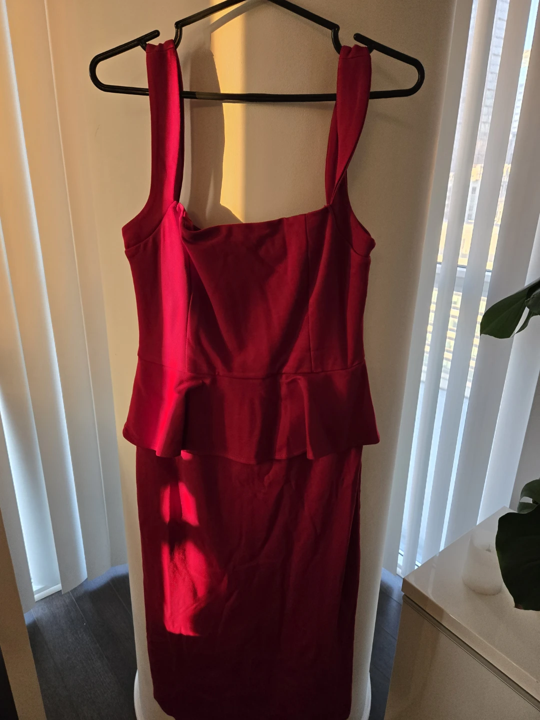 Fashion Nova Red Peplum Dress with Zipper Detail