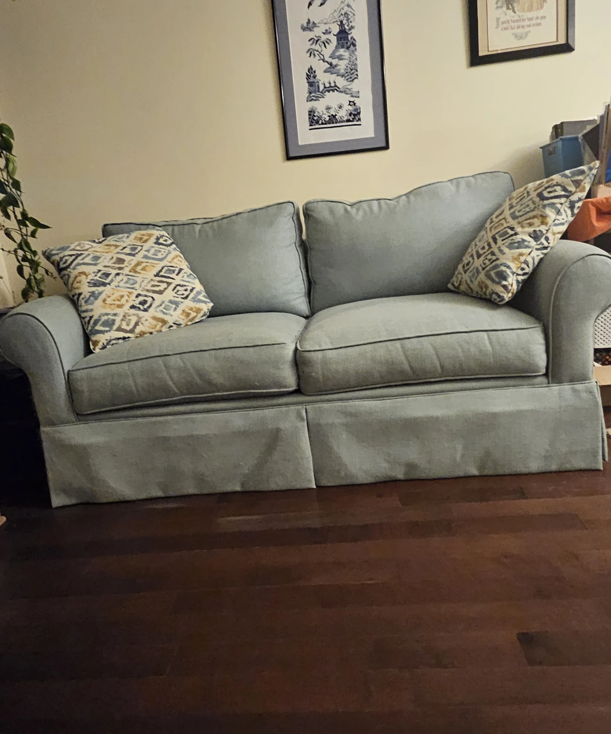 Light Blue Sofa with Skirted Base - photo 2