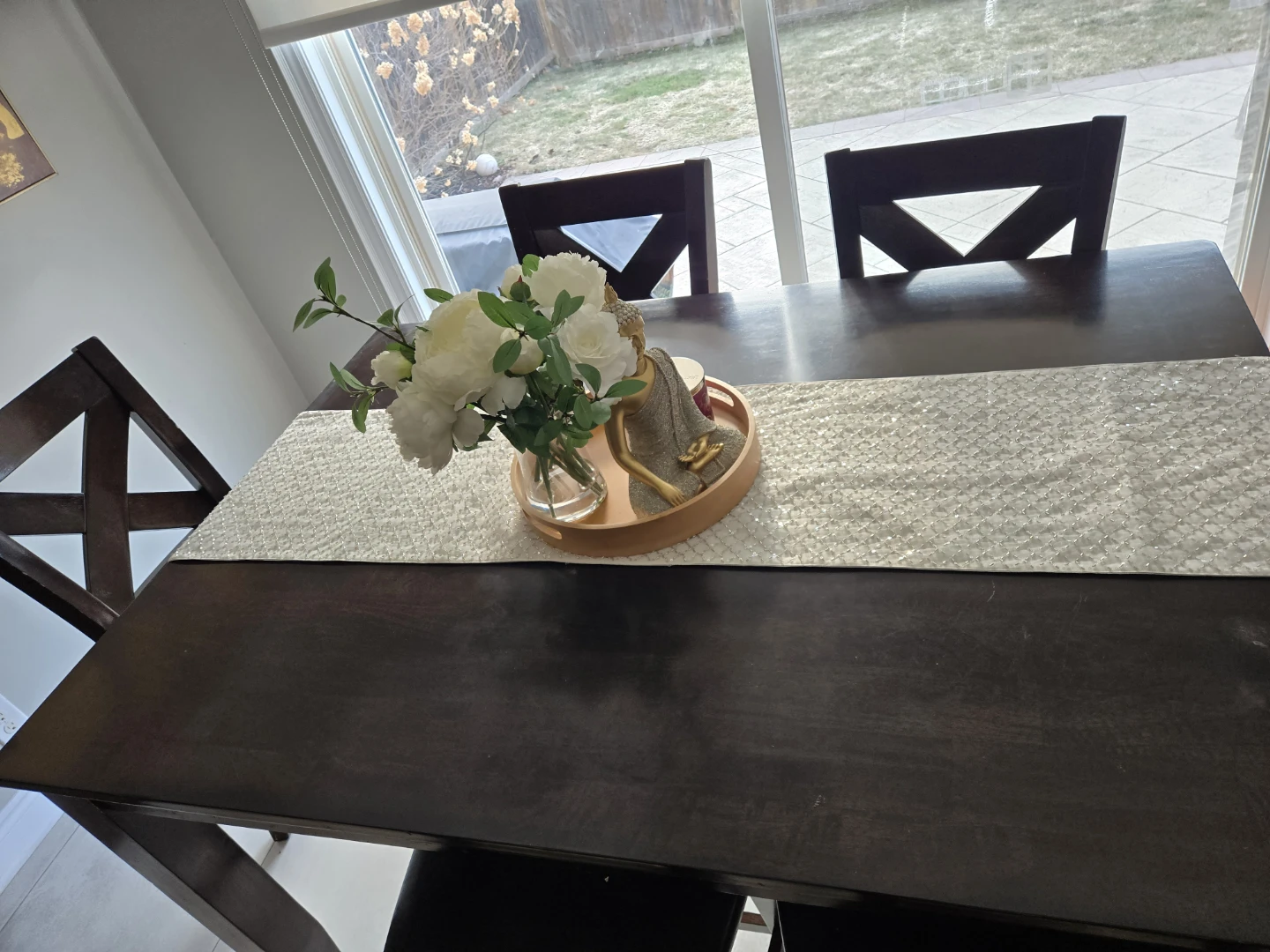 Dark Wood Dining Table with 6 chairs