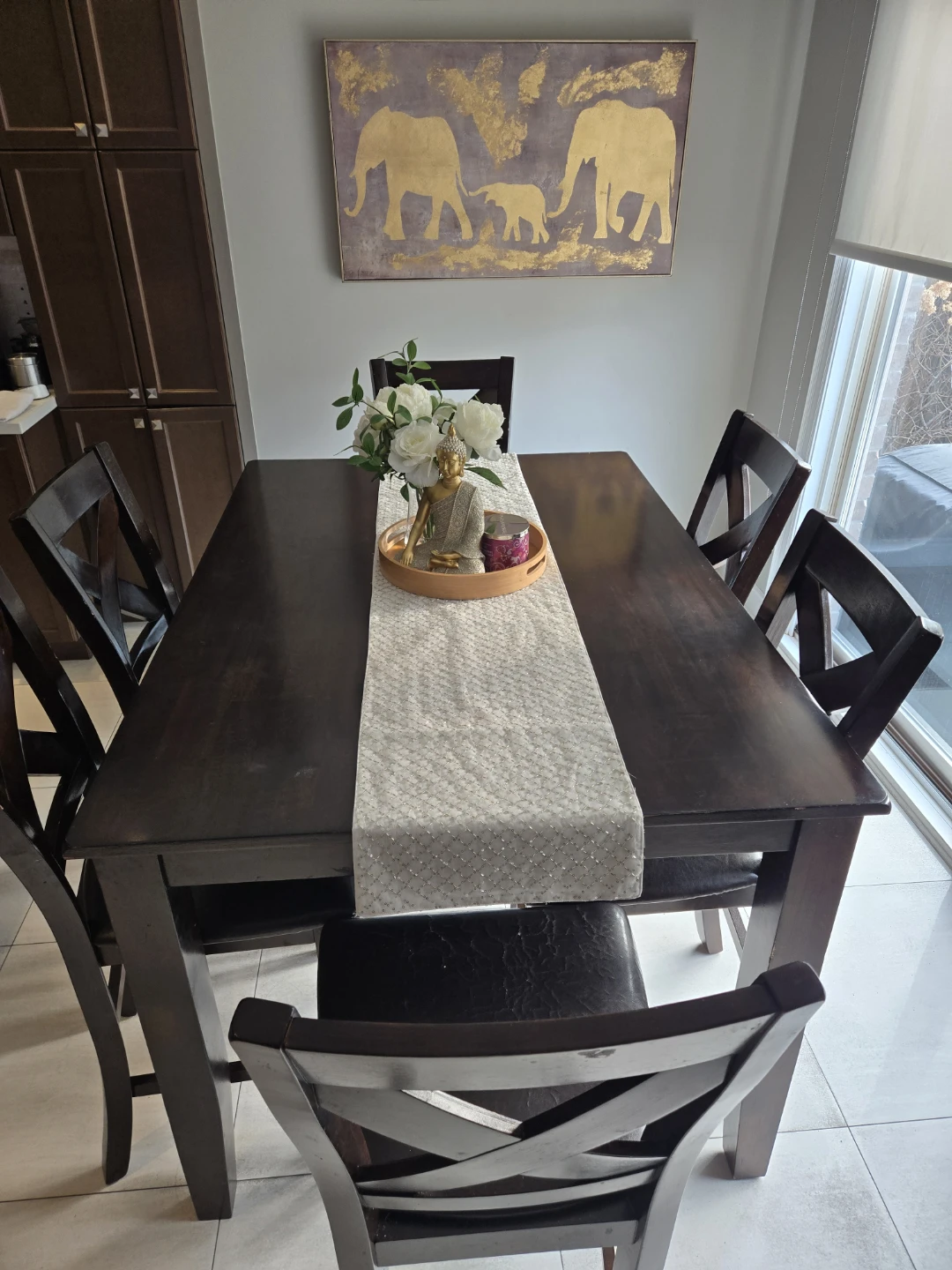 Dark Wood Dining Table with 6 chairs - photo 4