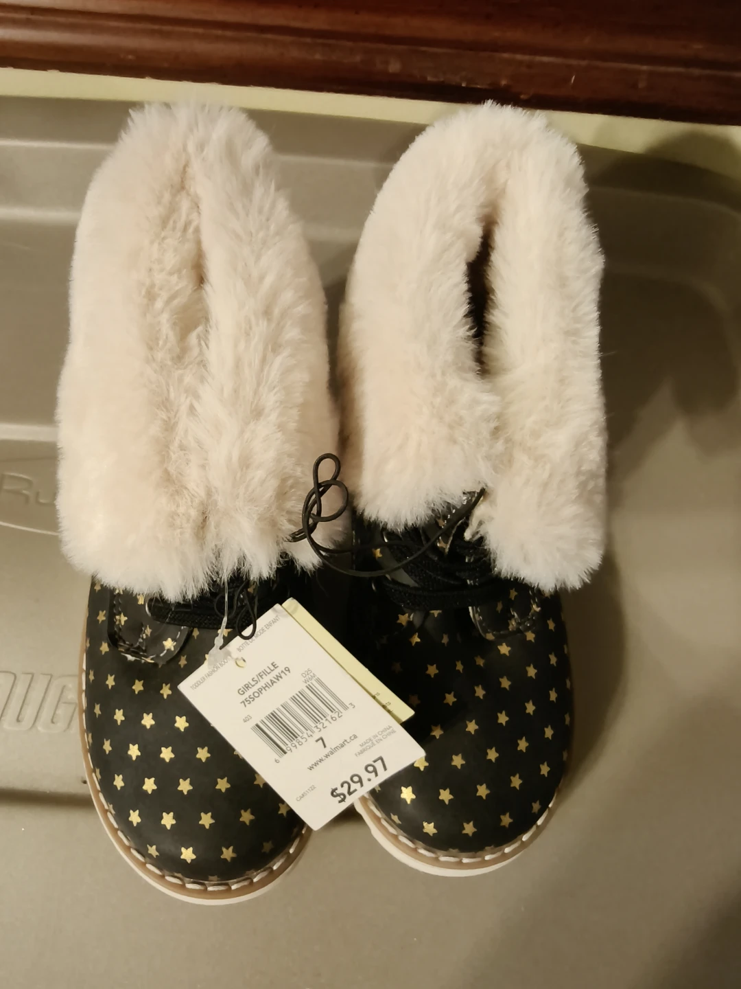 Girls' Faux Fur Lined Star Boots Size 7