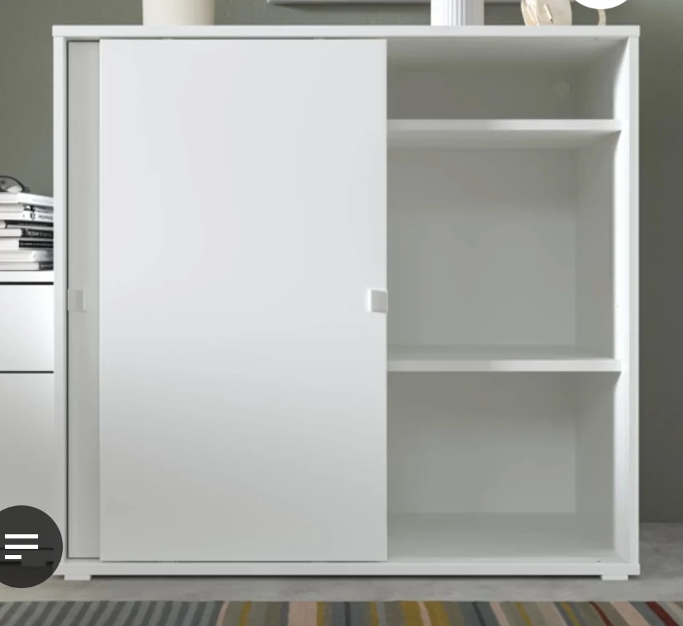 White Sliding Door Storage Cabinet