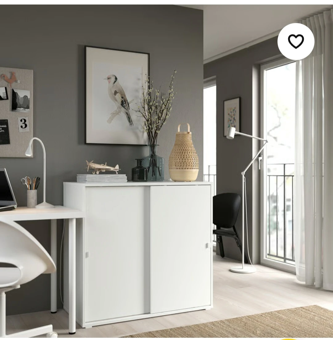 White Sliding Door Storage Cabinet - photo 2