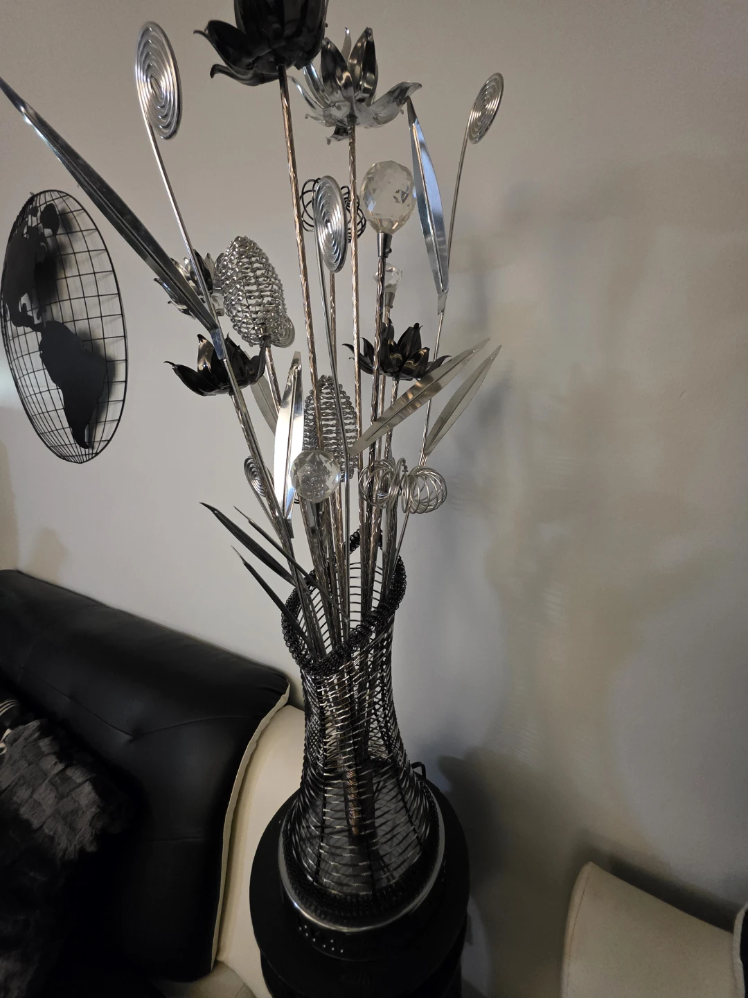 Metal Floral Sculpture with Vase