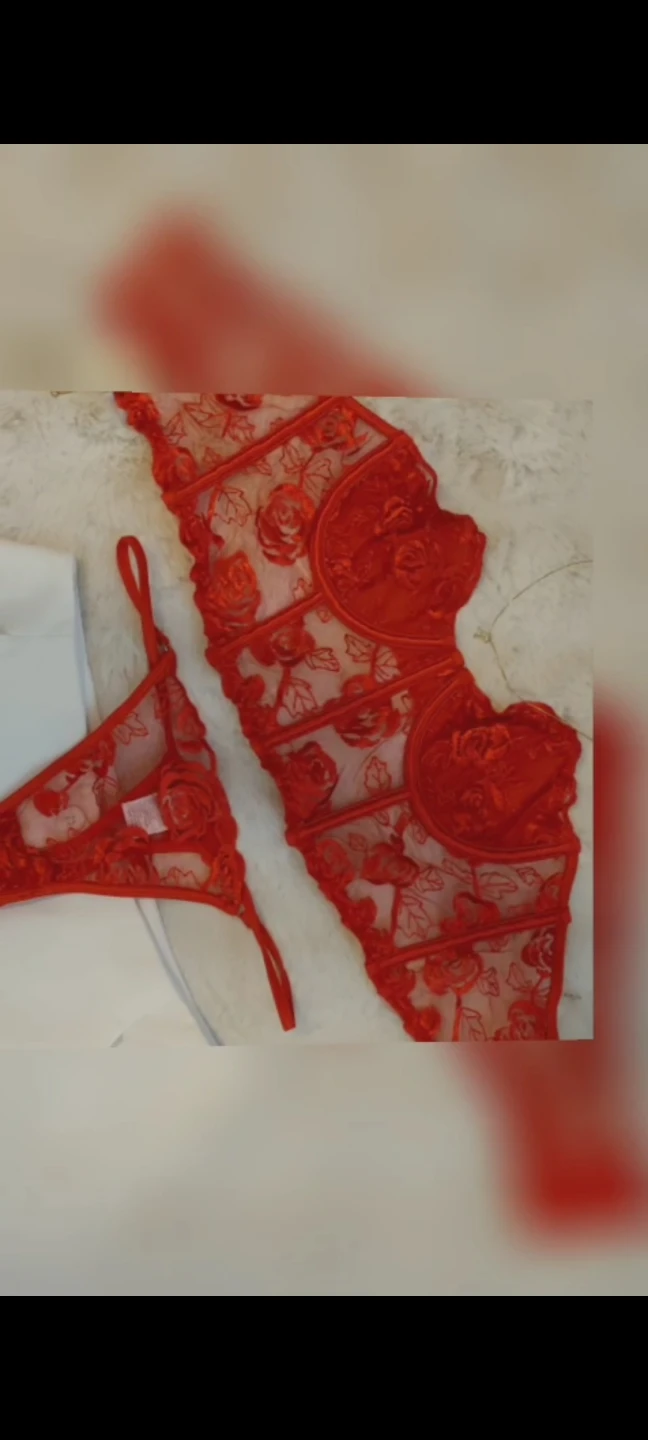 Red Lace Corset and Thong Set