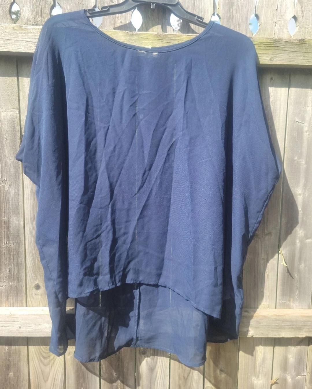 Silence + Noise Navy Blue Sheer Blouse - XS