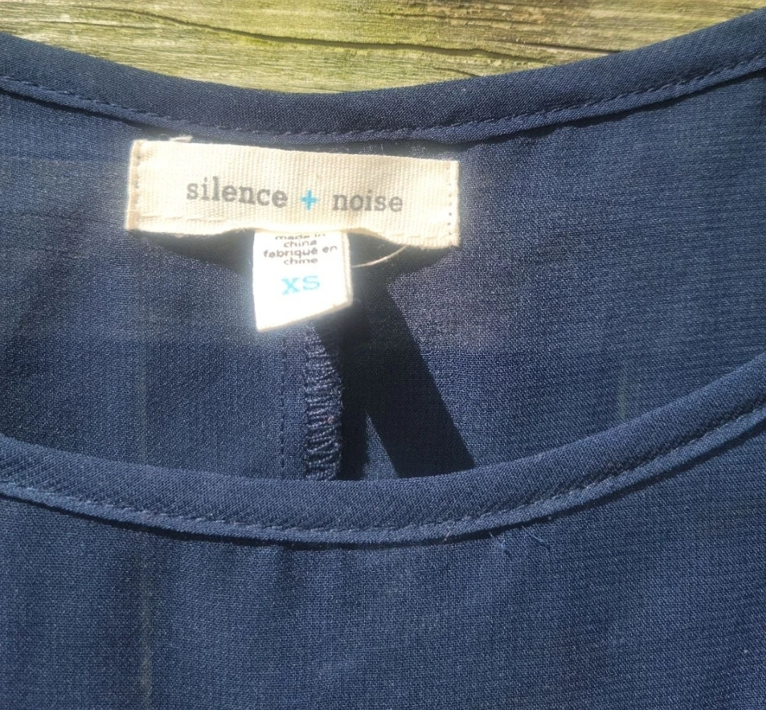 Silence + Noise Navy Blue Sheer Blouse - XS - photo 2
