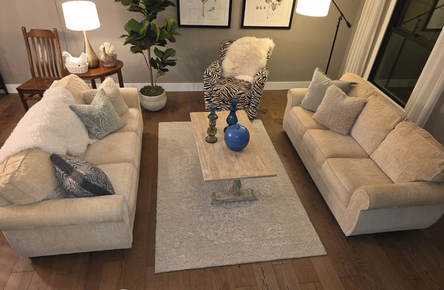Cream Textured Sofa with Plush Pillows - photo 3