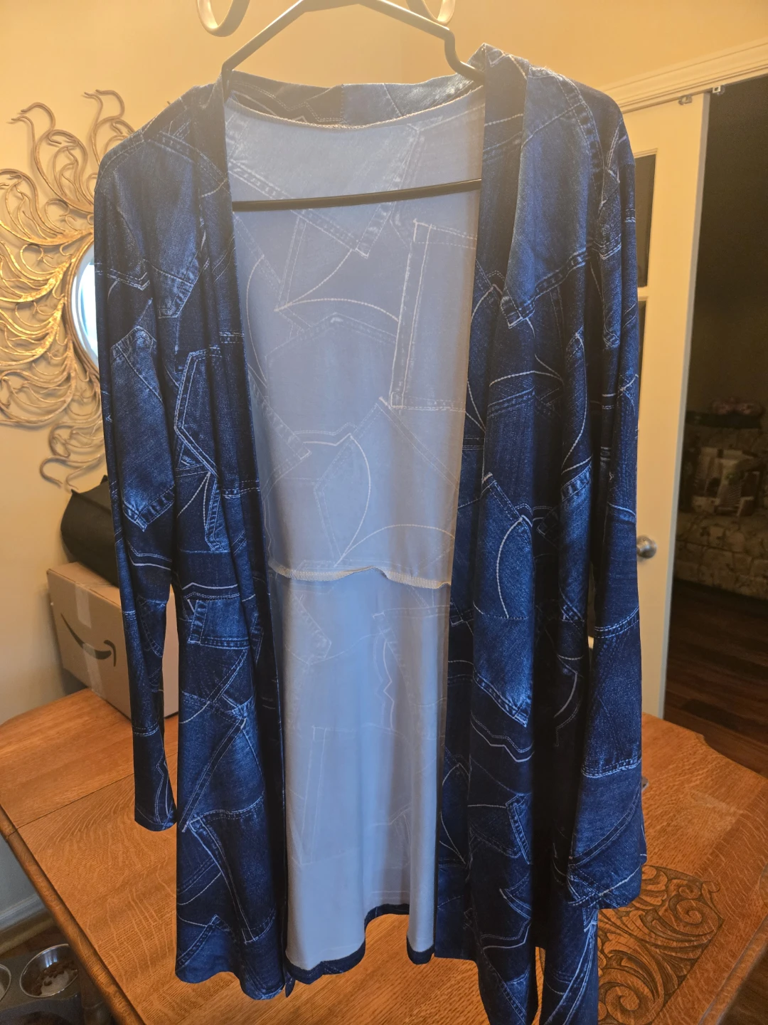 Denim Patch Print Cardigan