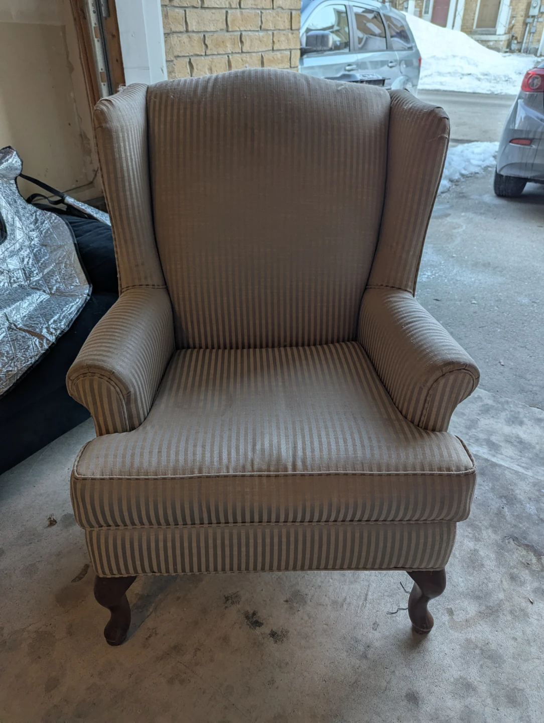 Striped Wingback Accent Chair