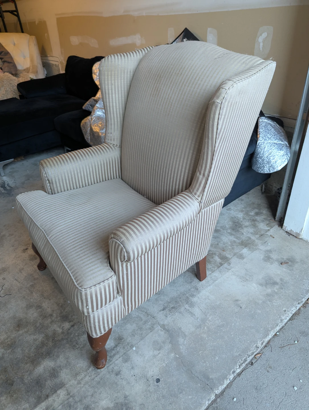 Striped Wingback Accent Chair - photo 2