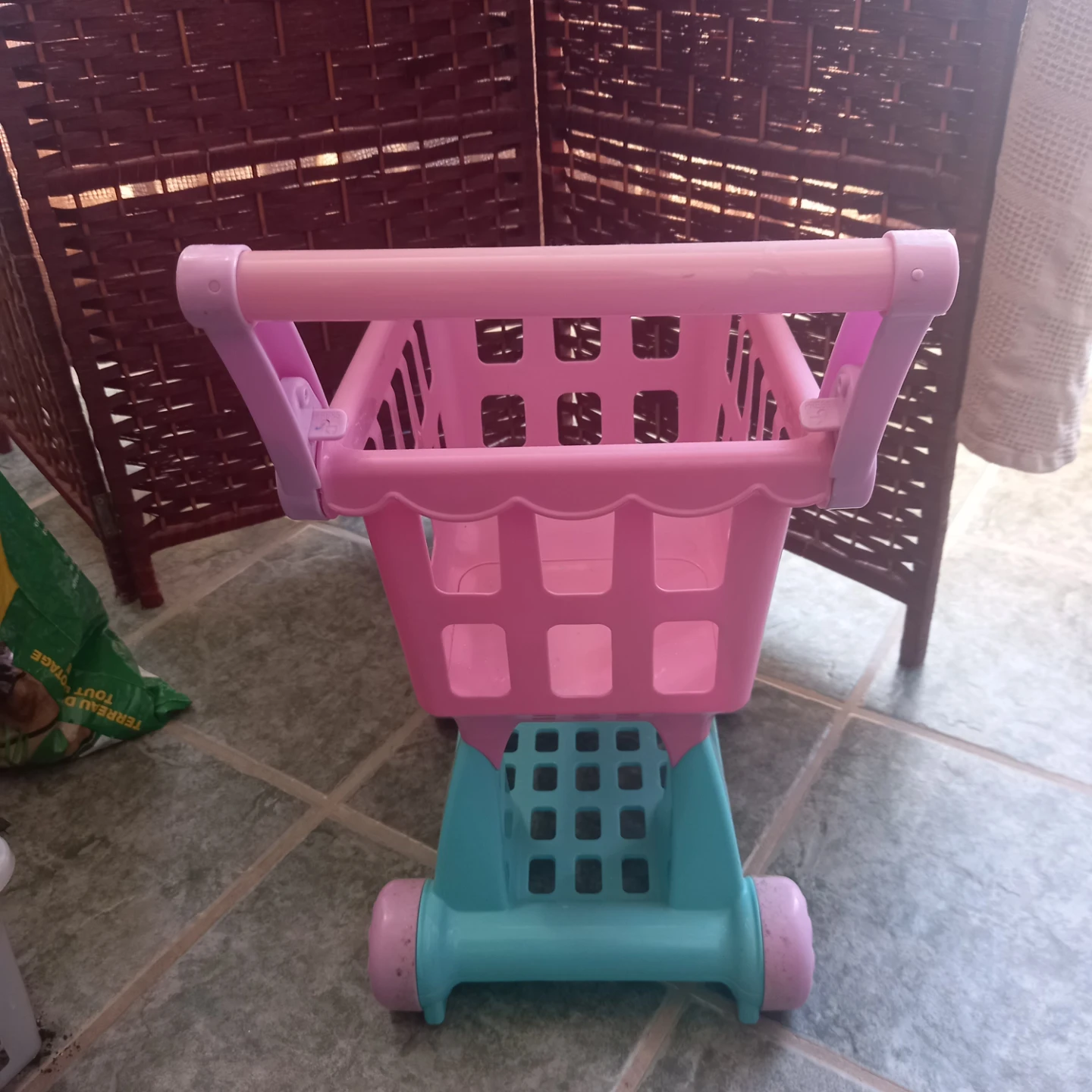 Pink and Teal Kids Toy Shopping Cart - photo 3