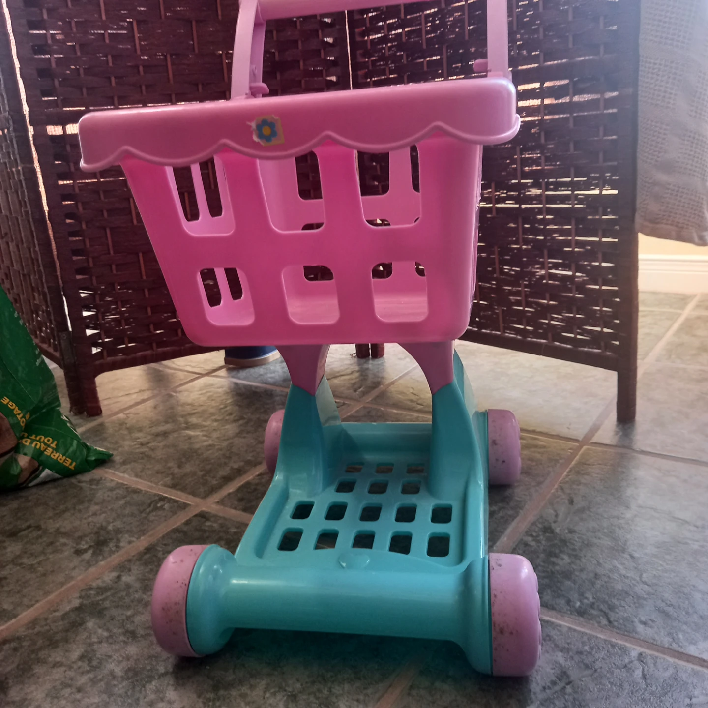 Pink and Teal Kids Toy Shopping Cart - photo 4
