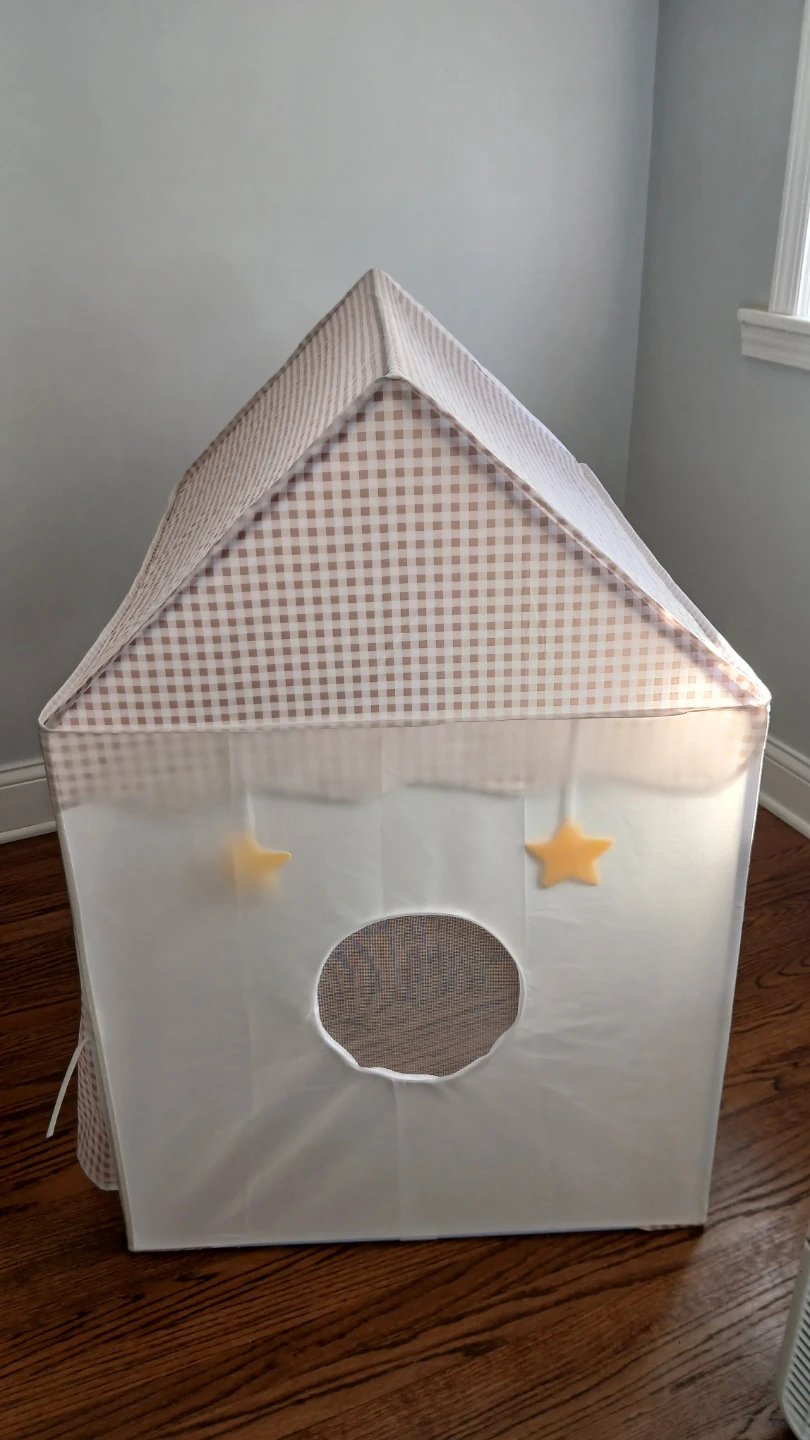Kids Play Tent House - White and Beige Gingham - photo 3