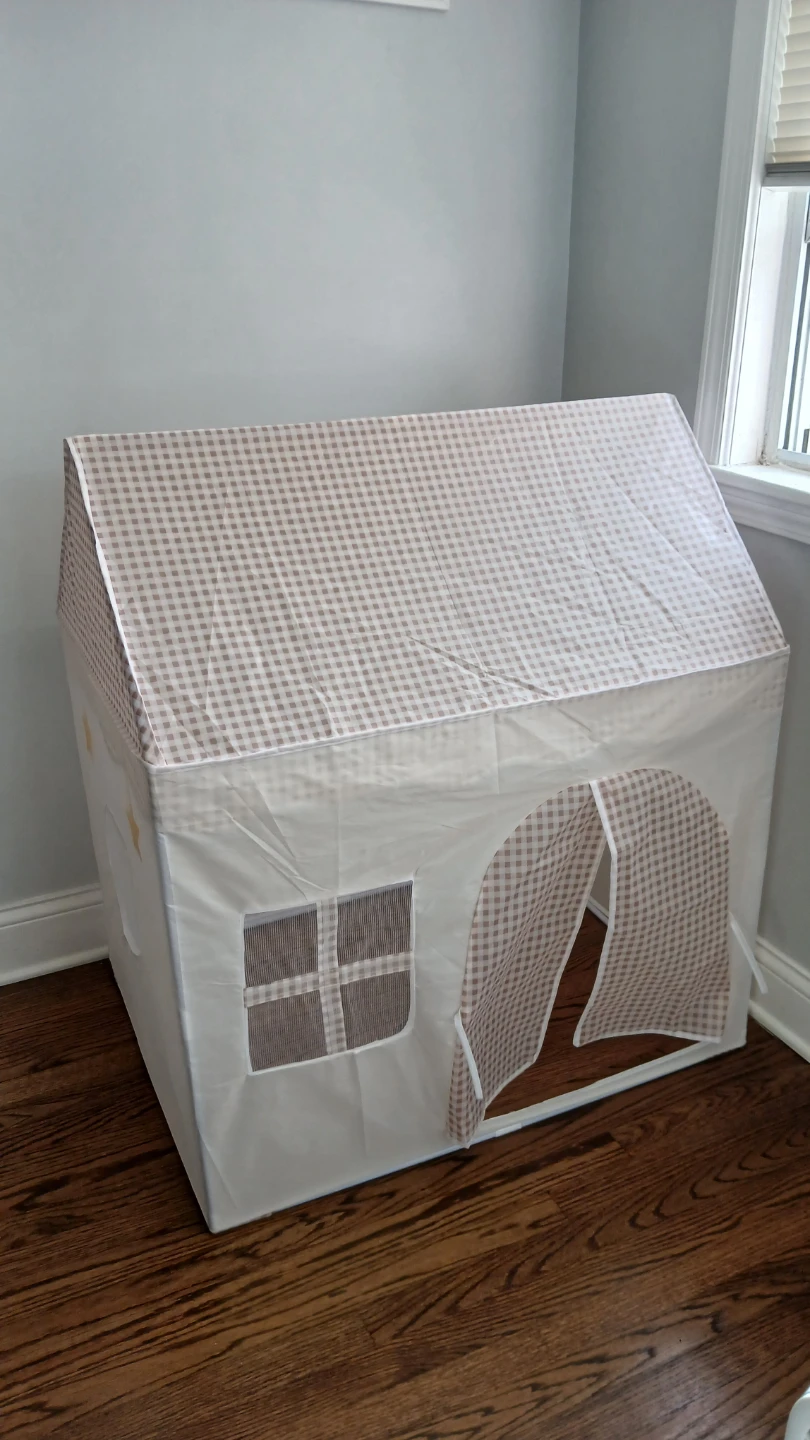 Kids Play Tent House - White and Beige Gingham - photo 5