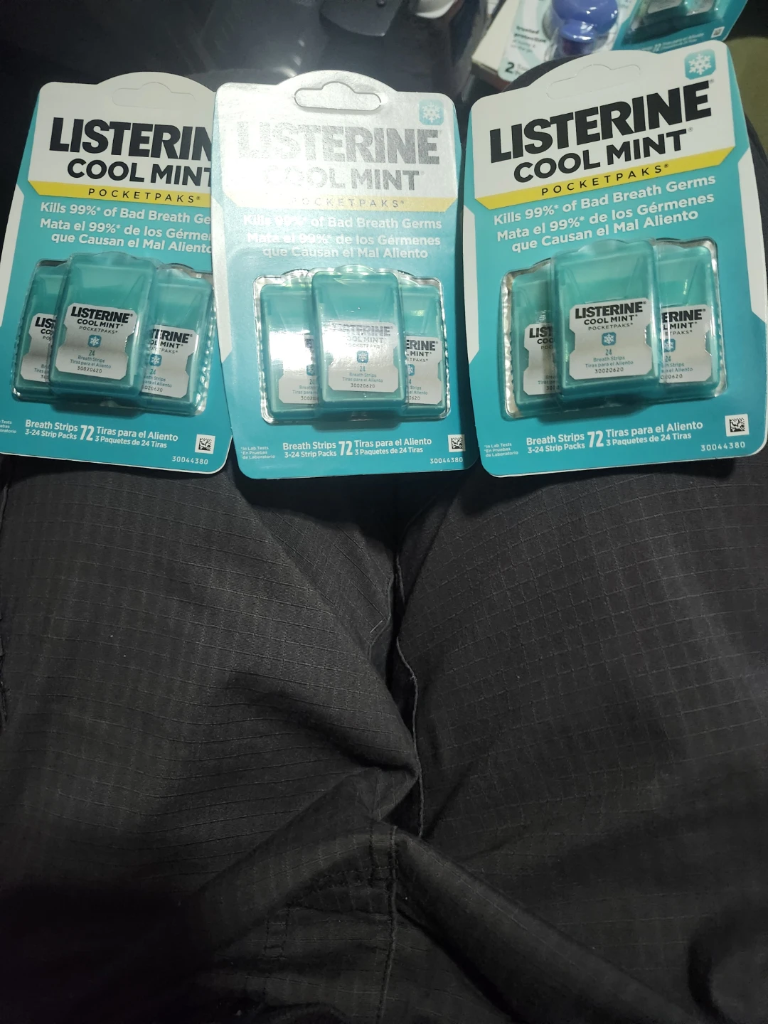 Listerine Cool Mint Pocketpaks Breath, 3, 3 Packs, 216 Total)