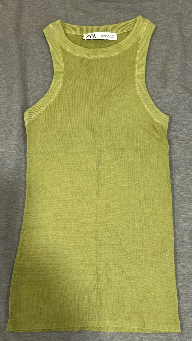 ZARA Ribbed Tank Top - Olive Green - photo 2