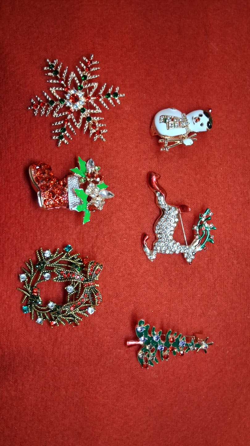 6 pcs unique and exquisite Christmas pin brooches