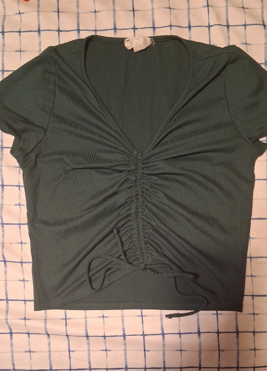 French Pstry Ruched Cropped Top - Green - Size L - photo 2