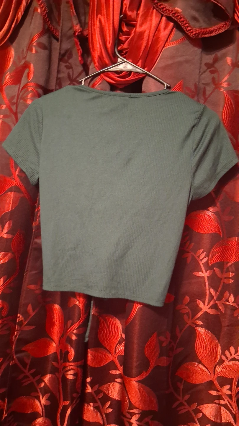 French Pstry Ruched Cropped Top - Green - Size L - photo 4
