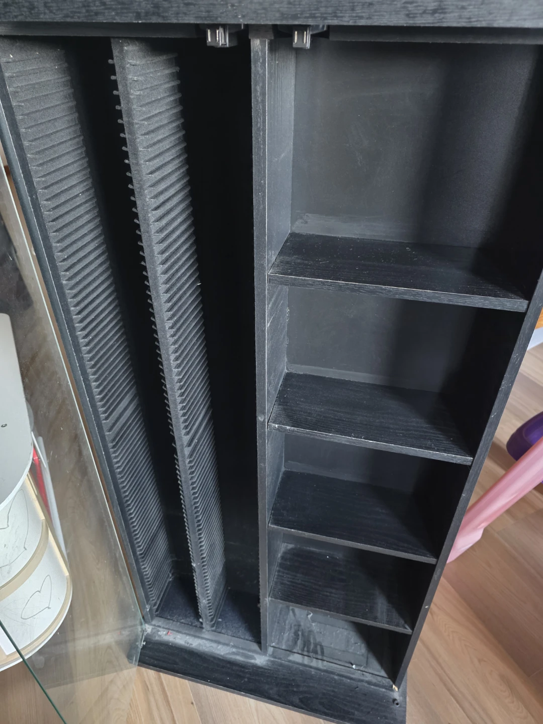 Black Media Storage Cabinet with Glass Door