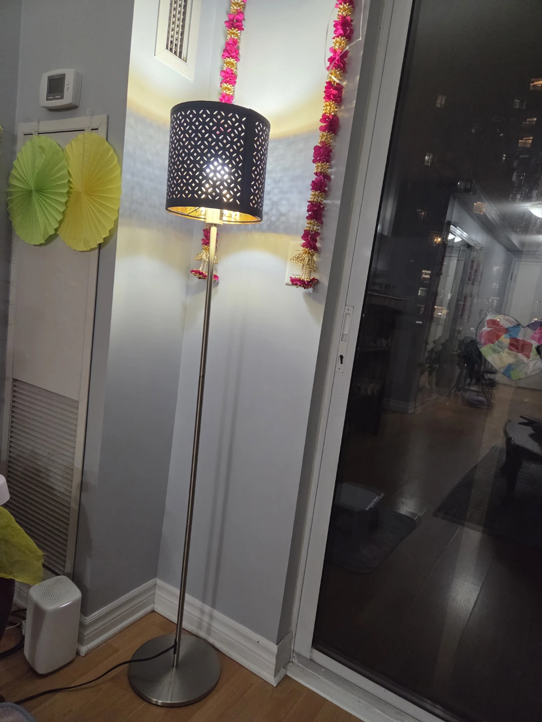 Floor Lamp with Decorative Drum Shade