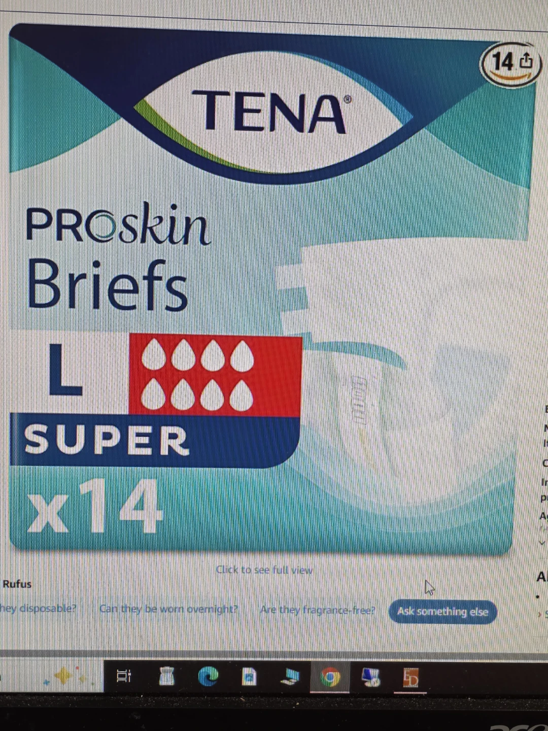 Tena ProSkin Briefs Large Super, 14 Count