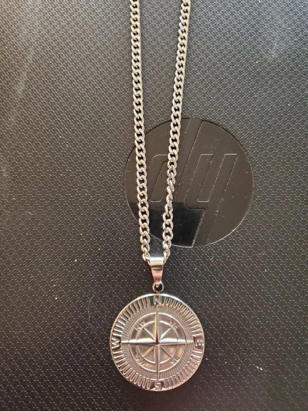 Men's Stainless Steel Compass Pendant Necklace...New
