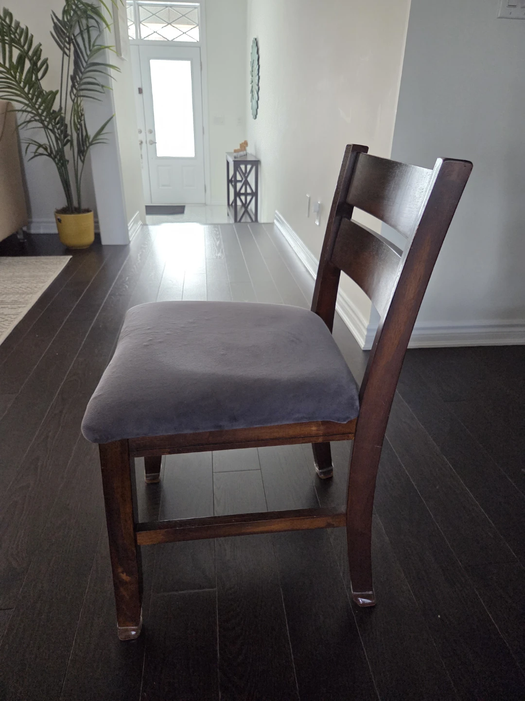 Wooden Dining Chair with Grey Upholstered Seat - photo 3