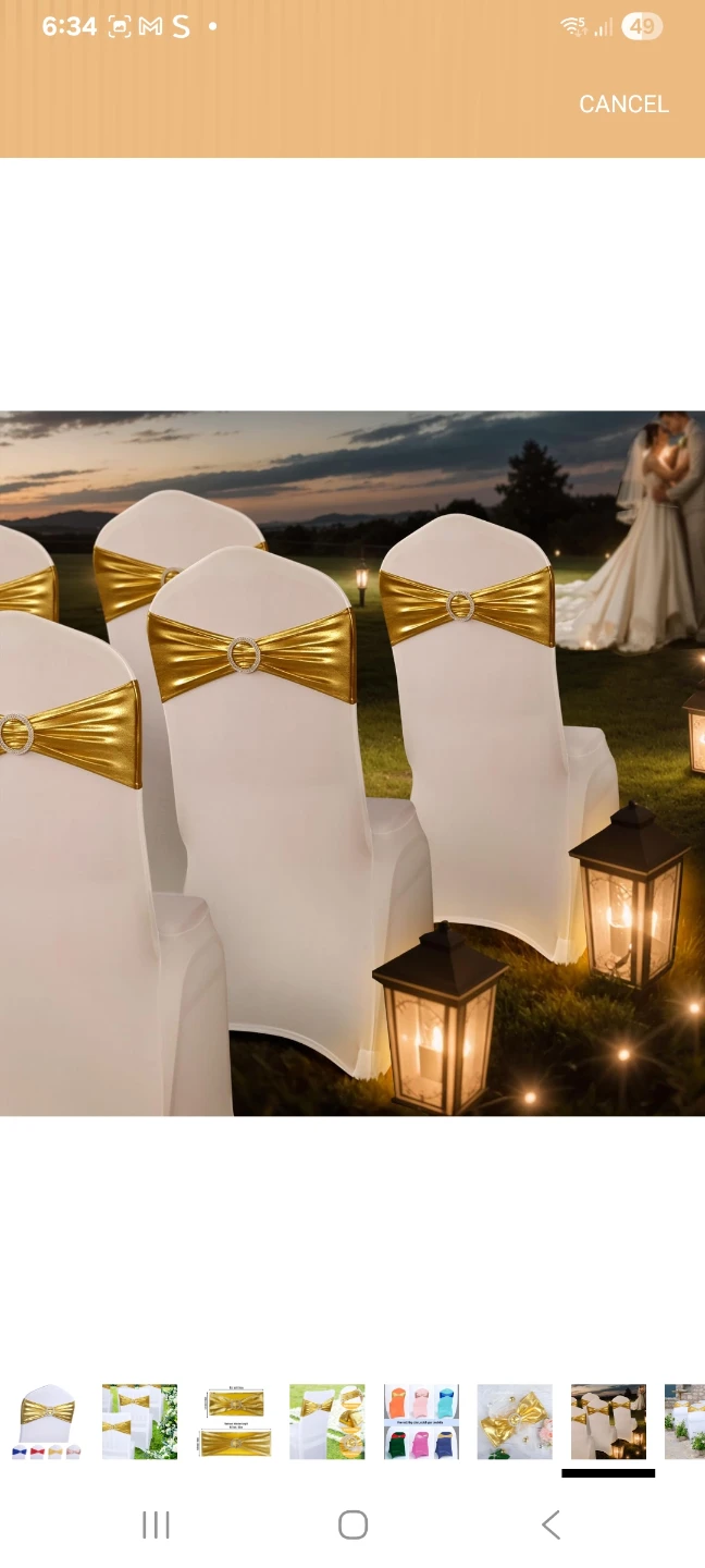 100 picese White Spandex Chair Covers Gold Bow Buckle - photo 4