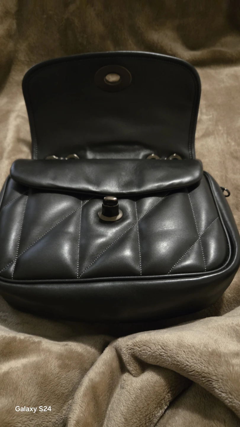 Coach Tabby 26 Black Quilted Leather Shoulder Bag with Chain