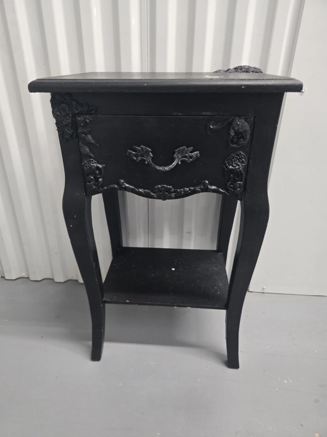 Black Vintage Nightstand with Drawer