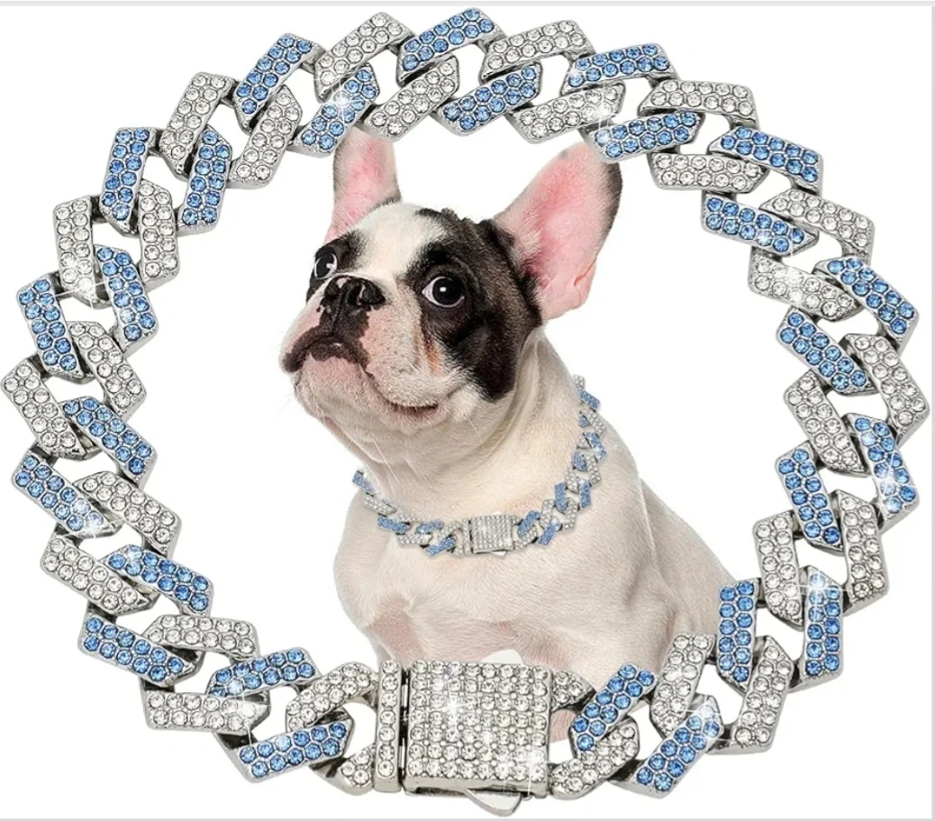Rhinestone Bling Dog Chain Necklace